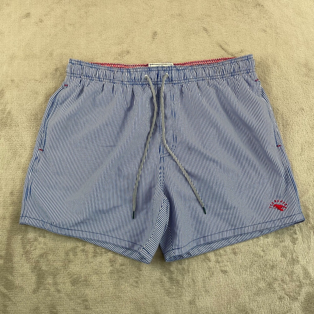 Ted Baker London Swim‎ Trunks Men 5 XL Blue Striped Mesh Lined Lobster Logo NWOT
